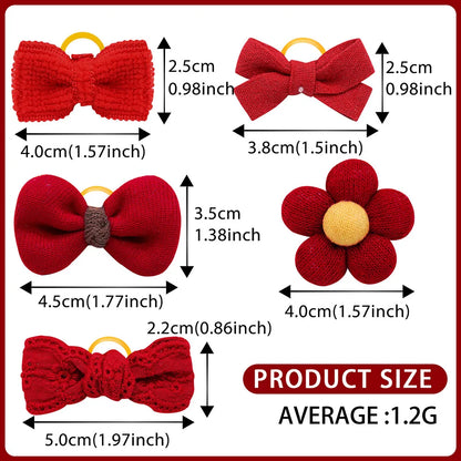 20PCS Handmade Dog Bows for Pet Supplies Cotton Bows for Small Dogs Cute Pet Dog Hair Bows Cats Dogs Hair Grooming Accessories