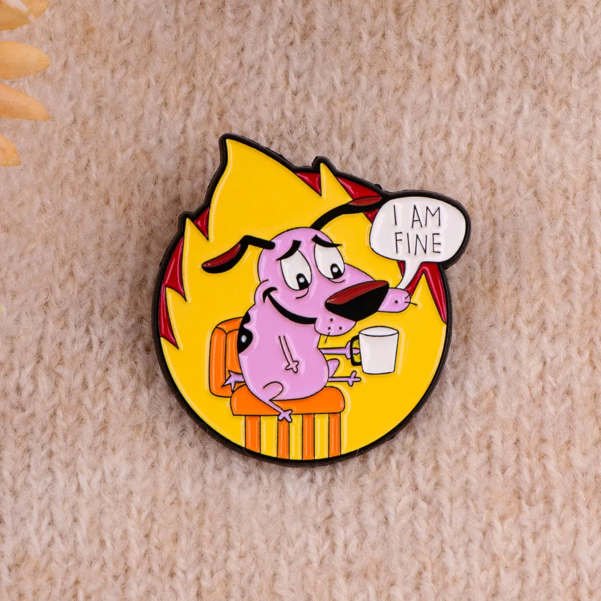 Cowardly Hero Dogs Enamel Pins Anime Figures Badges Metal Lapel Brooch For Backpacks Brooches Fashion Jewelry Accessories Gifts