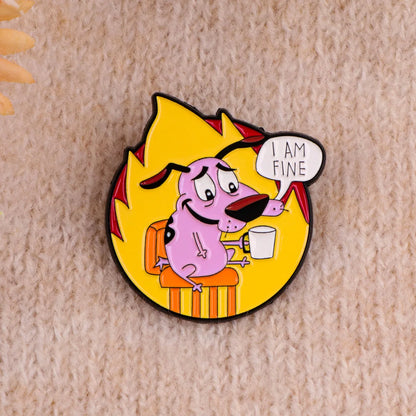 Cowardly Hero Dogs Enamel Pins Anime Figures Badges Metal Lapel Brooch For Backpacks Brooches Fashion Jewelry Accessories Gifts