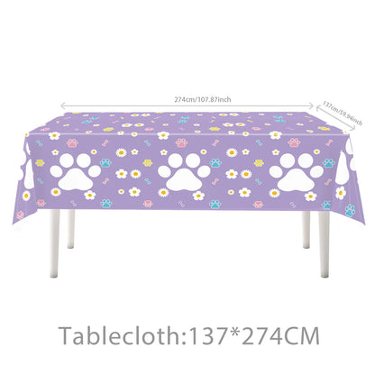 Dog Puppy Theme Party Tableware Color Paw Print Paper Cups Plates Banner 1st-3th Dog Birthday Party Baby Shower Decor