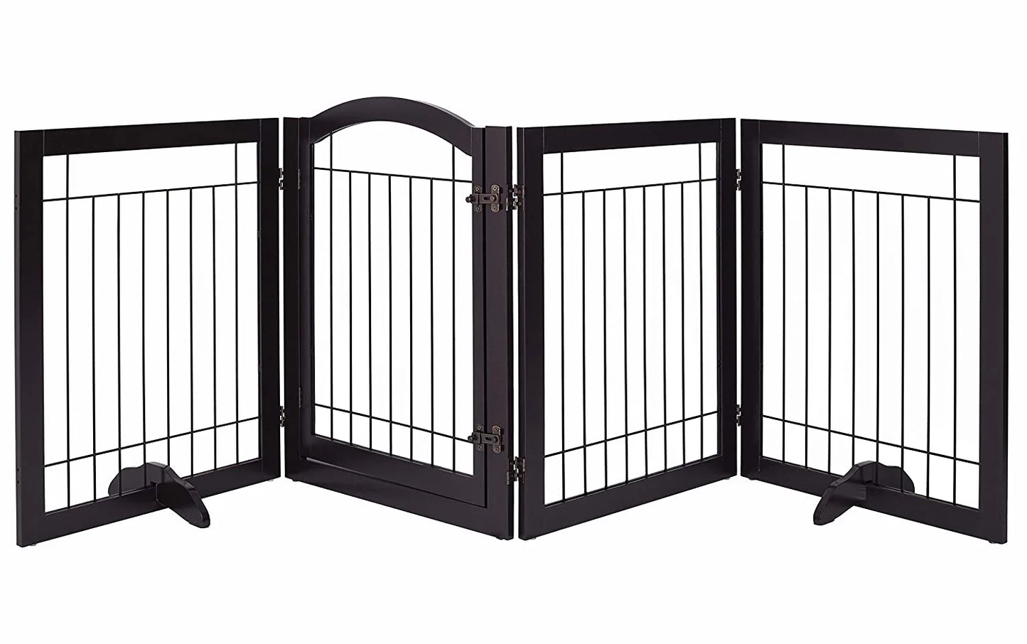 the BARRIER FENCE - Wood Pet Fence, Indoor Stainless Steel Dog Cage, Dog Fence - Large Outdoor With 4 Panels