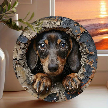 Dachshund in The Wall Metal Sign - Waterproof Decorative Plaque for Home, Garden, or Garage with Holes for Easy Installation