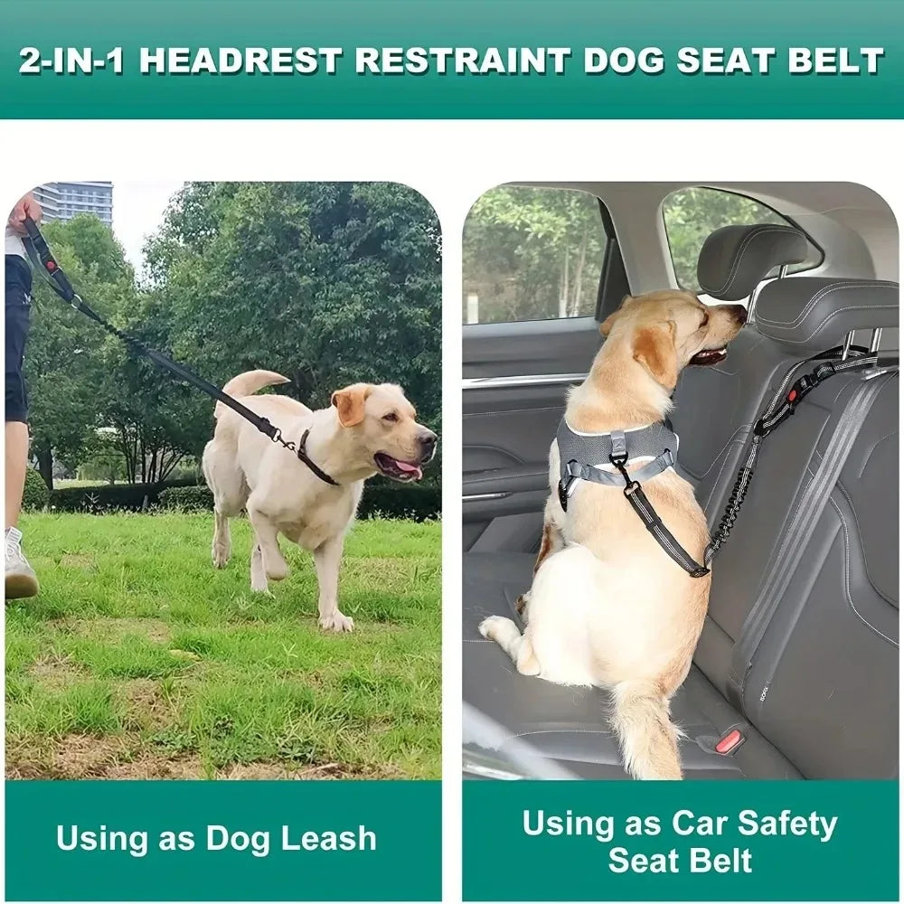 Reflective 2 In 1 Pet Car Backseat Belt Durable Nylon Safety Adjustable Dog Leash for Small Large Dogs Fashion Pet Car Supplies