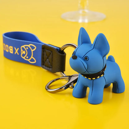 Punk French Bulldog Keychain PU Leather Dog Keychains Fashion for Women Bag Pendant Jewelry Trinket Men's Car Key Ring Key Chain