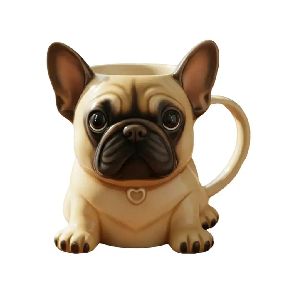 Ceramic Mug Large Capacity French Bulldog Shape Coffee Cup Handcrafted Microwave-safe Coffee Cup Reusable Kitchen Drink Mug