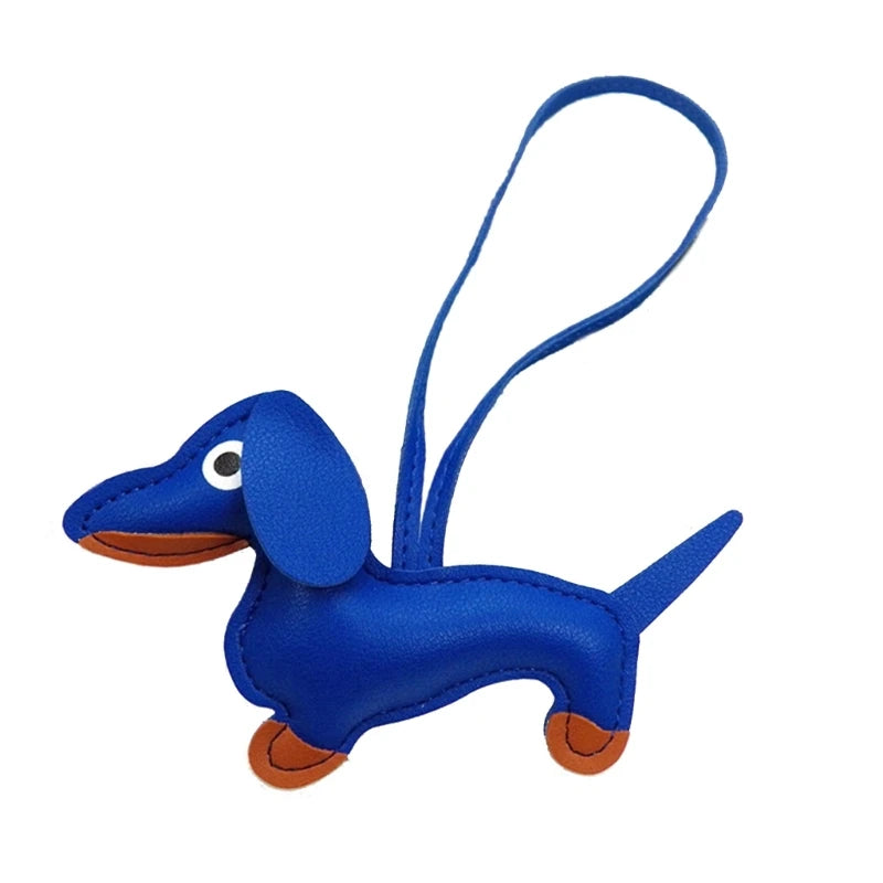 Mini Dachshund Dog Keychain  PU Leather Animals Keyring Hanging Ornament Backpack Handbag Charm Gift for Men Women