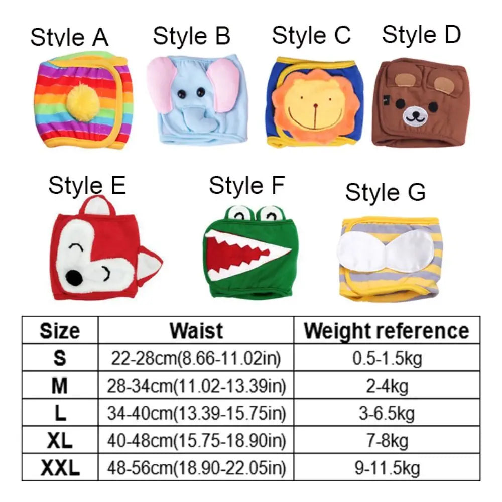Cute Cartoon Dog Physiological Belt Elephant/Lion/Bear Cotton Dogs Panties Shorts Adjustable Soft Male Dog Safety Pants For Dogs