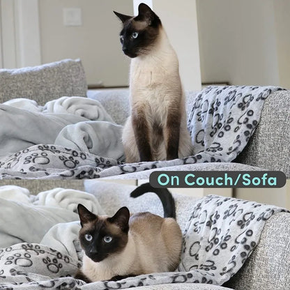 Dog Bed Mat Blanket Soft Fluffy Pet Sleeping Blanket Cute Paws Pattern Pet Travel Mat Warm Comfortable Blankets for Cat Dogs