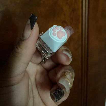 Keyboard Keychain Fidget Toy Cat's Paw Keycap Clicker Fidget Key Chain Decompression Toys Cute Cat's Paw Stress Relief Gifts