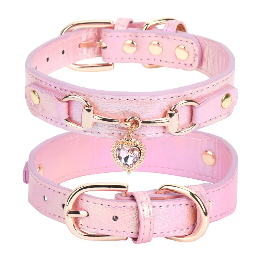 the GLAMPAWS LOVE COLLAR - Shiny Rhinestone Pet Collar, Love Jewelry Dog Collar, Comfortable Leather Dog Adjustable Collar