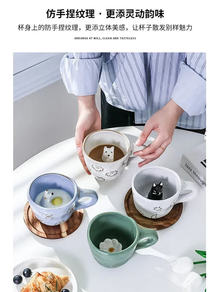 360ml Cups Ceramic Funny Cartoon Animal Tea Milk Cups Cute Handmade 3D Snail Daisy Dog Cat Coffee Mugs Creative Unique Gifts