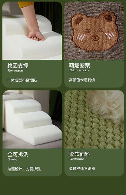 Dog Stairs Pet 2 Steps Stairs for Small Dog Old Dog Ramp Ladder Anti-slip High Bed Removable Dog Climbing Stairs Ramp Stairs