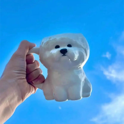 Novelty Puppy Mugs Bichon Frise Puppy Ceramic Mug Cute Creative Home Drinking Cup Coffee Cup Couple Cup Festival Gifts