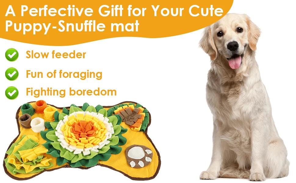 Pet Snuffle Mat Anti Slip Dogs Sniff Pad Soft Polyester Interactive Dog Treat Dispenser Mat for Pet Smell Training & Slow Feeder