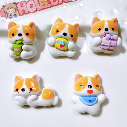 5pcs Cute Cartoon Corgi Magnetic Refrigerator Stickers - Dog Shape, Perfect for Blackboards & Message Boards Playful Design