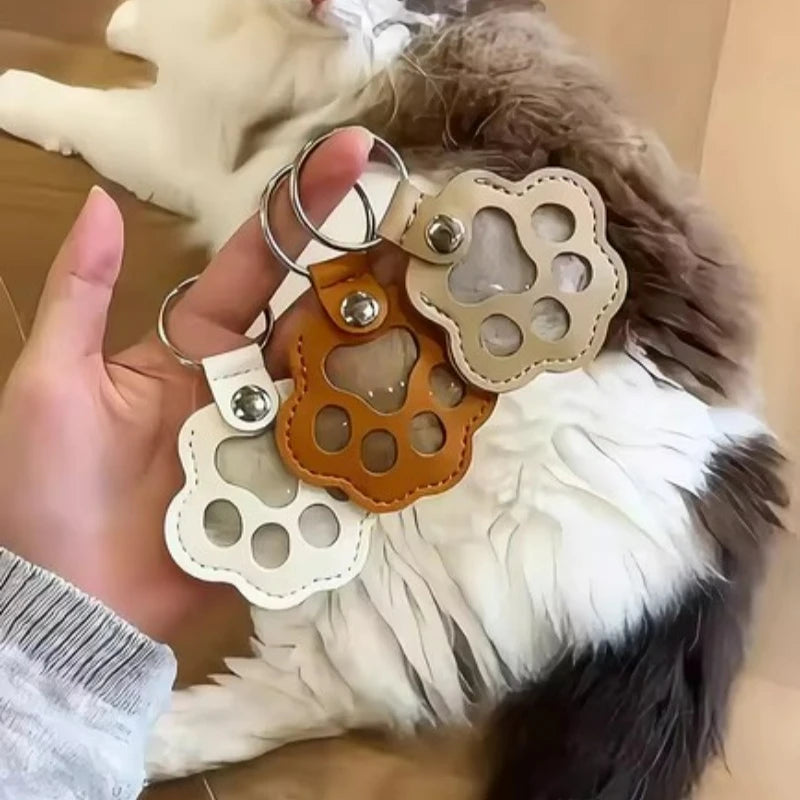 Pet Hair Memorial Keychain PU Leather Keepsake Locket for Cat Dog Fur Collection Memorial Keyring Gifts Decoration Accessories