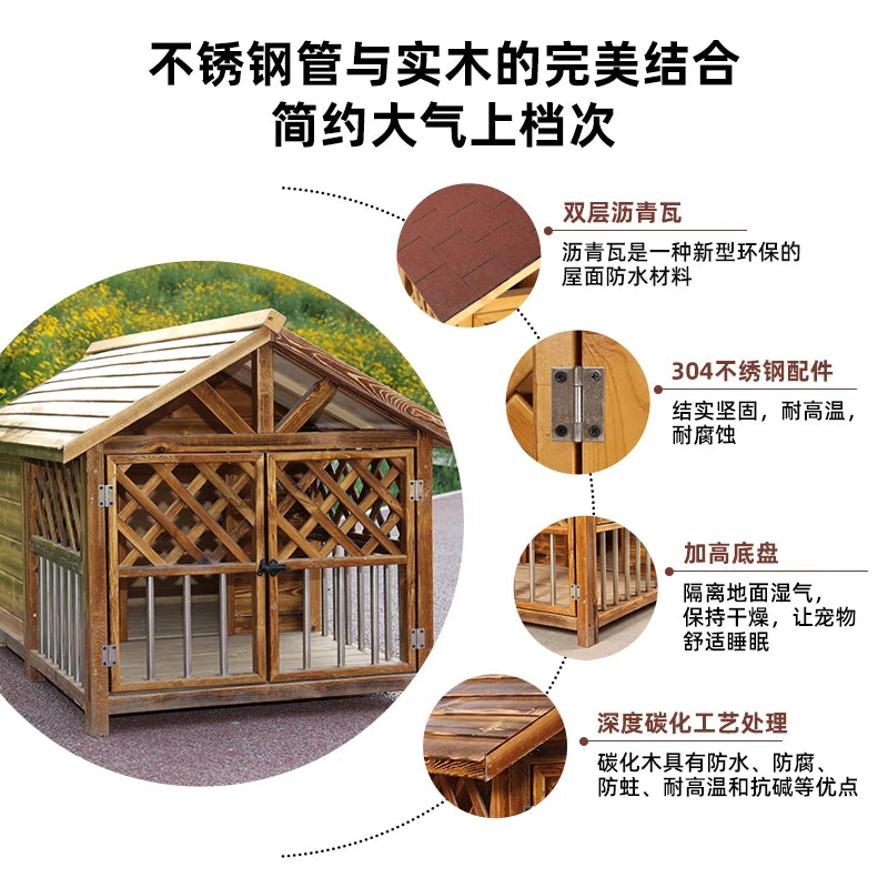 Outdoor rain-proof kennel, large dog house, windproof and warm, universal in all seasons, rain-proof, anti-corrosion and sun-pro