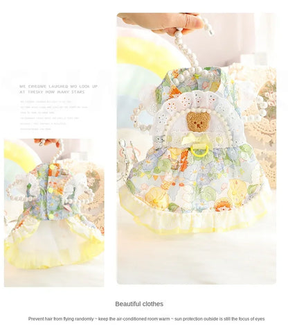 Thin Cat Princess Dress Milk Bear Fructose Lolita Small Dog Teddy Pet Clothes Spring and Summer