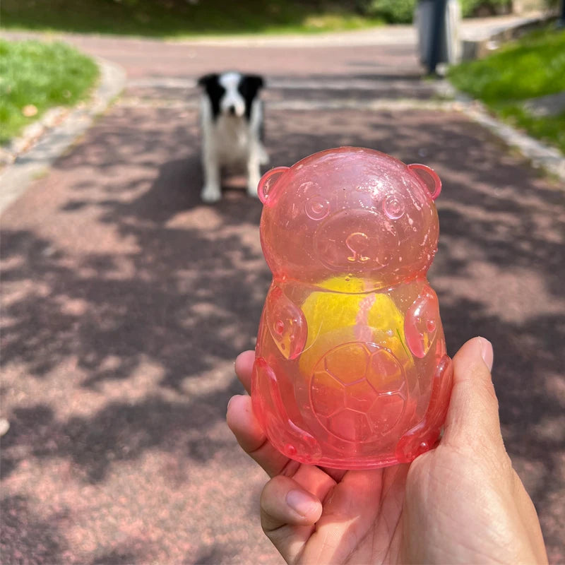 Pet Dog Chew Toy Outdoor Pet Puppy Bite Resistant Molar Floating Rubber Tennies Bear Squeaky Toy Dog Squeaky Toy Accessories