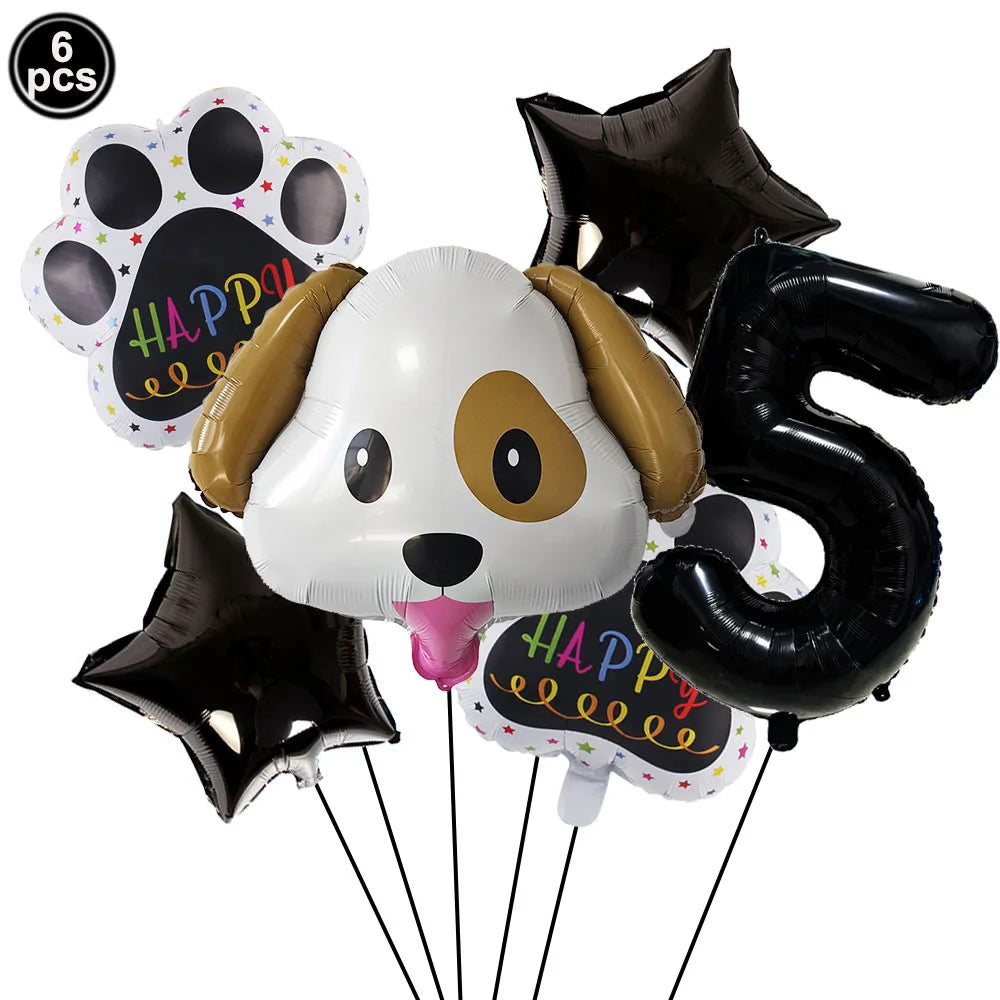Dog Theme Party Digital Balloon Dog Head Dog Paw and Pink Dog Bone Shaped Foil Balloon Baby Shower Kids Birthday Pets Decoration