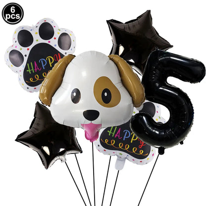 Dog Theme Party Digital Balloon Dog Head Dog Paw and Pink Dog Bone Shaped Foil Balloon Baby Shower Kids Birthday Pets Decoration