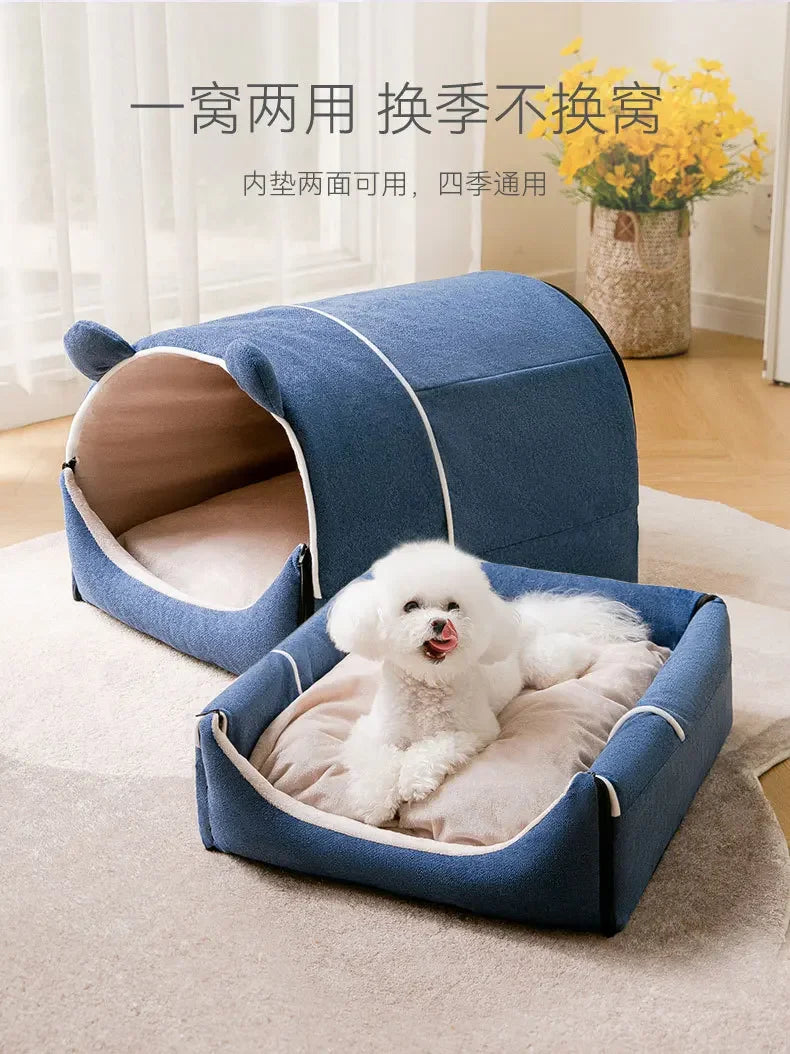 Dog Kennel Warm In Autumn and Winter Removable and Washable House Type Closed Indoor Large Space Cat Fighting Mat