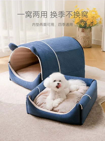 Dog Kennel Warm In Autumn and Winter Removable and Washable House Type Closed Indoor Large Space Cat Fighting Mat