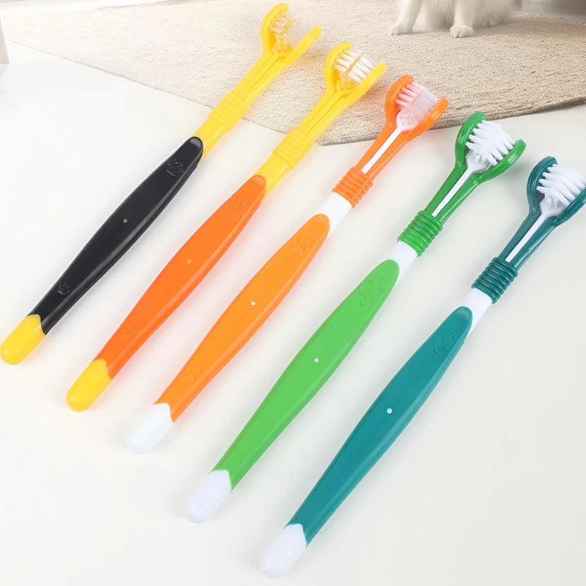 3-Sided Pet Toothbrush Dog Plastic Toothbrush Removing Bad Breath Tartar Cleaning Mouth Pet Dental Care Cat Cleaning Mouth
