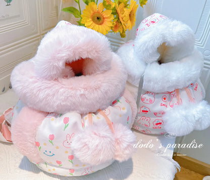 Pet Carriers Travel Products Cat Teddy Puppy Winter Fur Collar Dog Backpack Out  Chest Bag Thickening Warmer  accessories