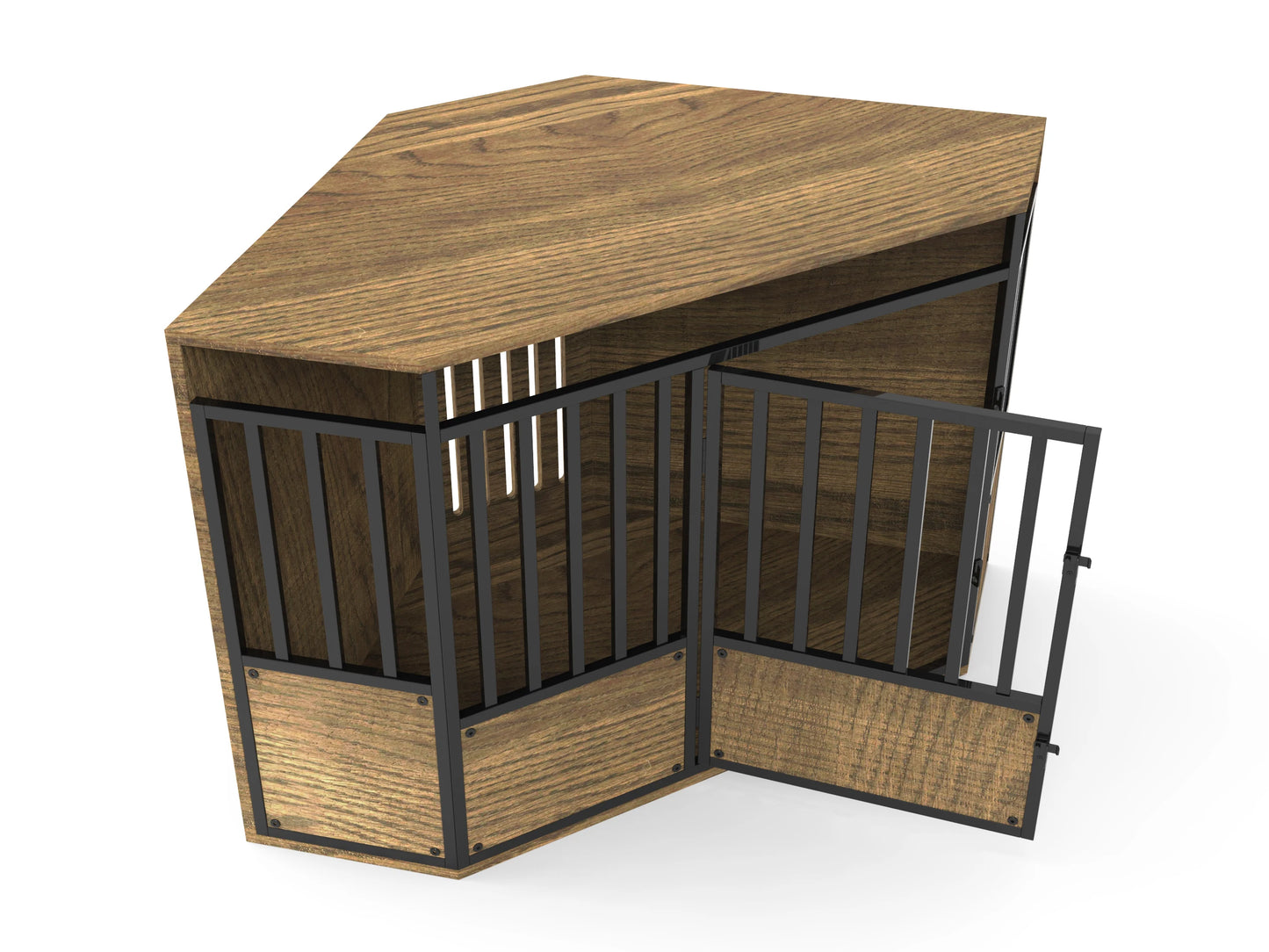 the CORNER CRATE - Furniture Style Wooden Pet Crate Corner Table, Heavy Duty Large Dog Cage Kennel