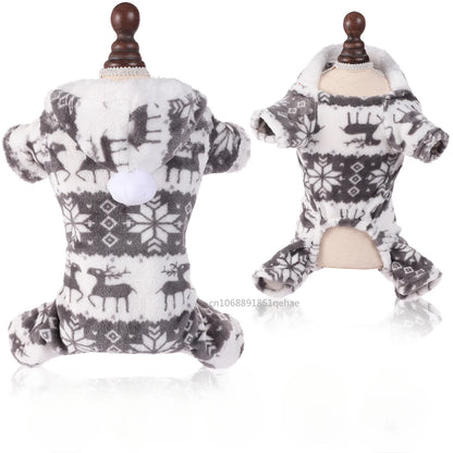 the JOLLY JAMMIES PET PAJAMAS - Winter Dog Christmas Jumpsuit, Clothes Warm Plush Pet Pajamas for Small/Medium Dogs/Cats, Overalls Puppy, Warm Dog Clothing