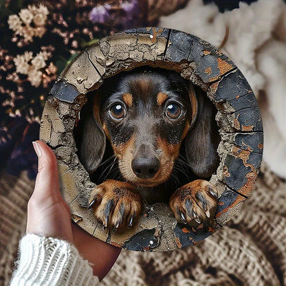Dachshund in The Wall Metal Sign - Waterproof Decorative Plaque for Home, Garden, or Garage with Holes for Easy Installation