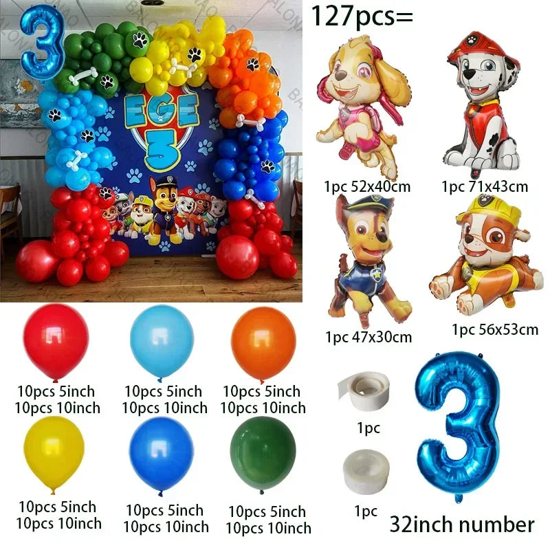 1set Dog PAW Patrol Aluminum Balloons figure 1 2 3 4 5 6 year old birthday party decoration Balloon Baby