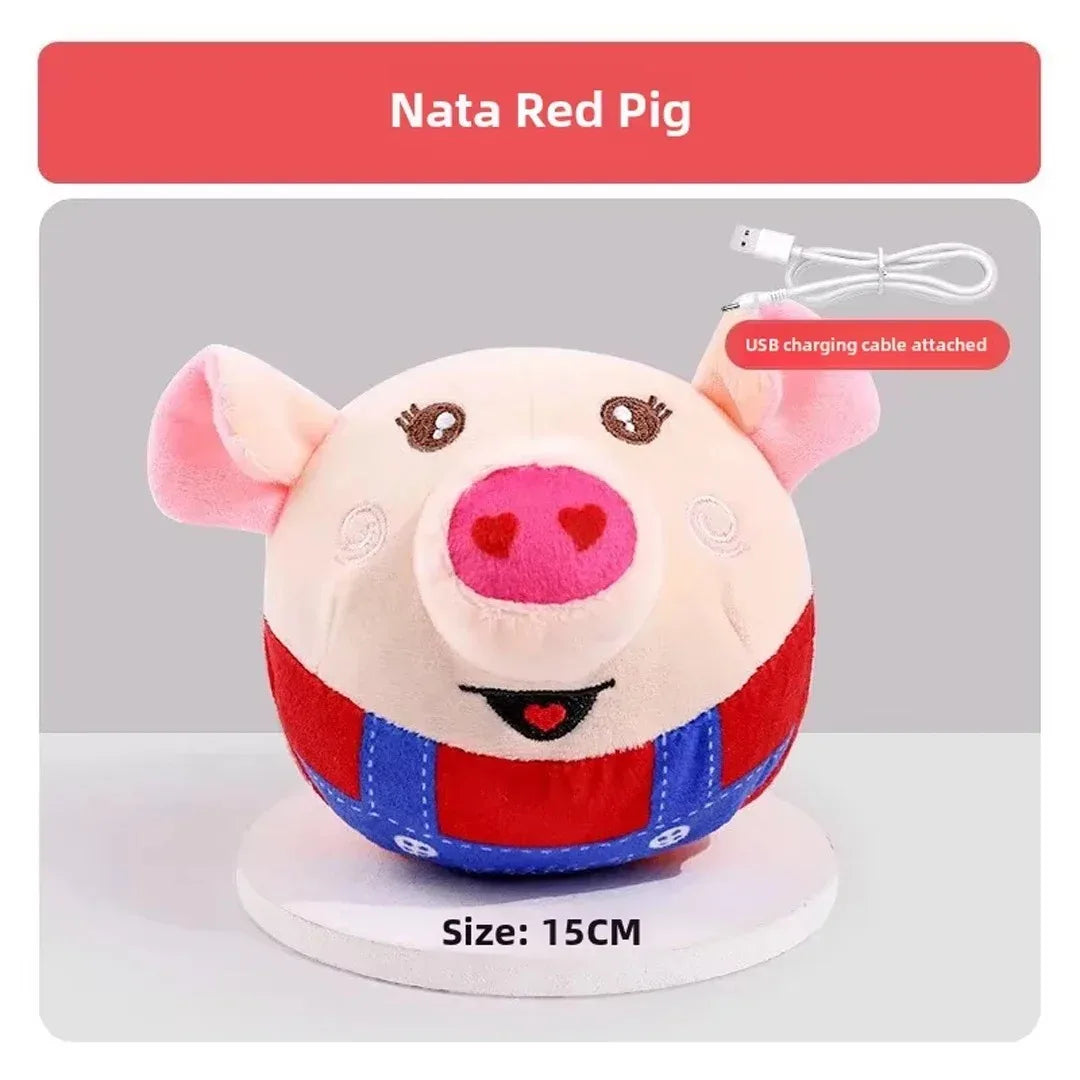 New Dog Toys Interactive Puzzle Electric Plush Jumping Ball USB Rechargeable Clown Cartoon Dog Training Toy Piggy Pet Product