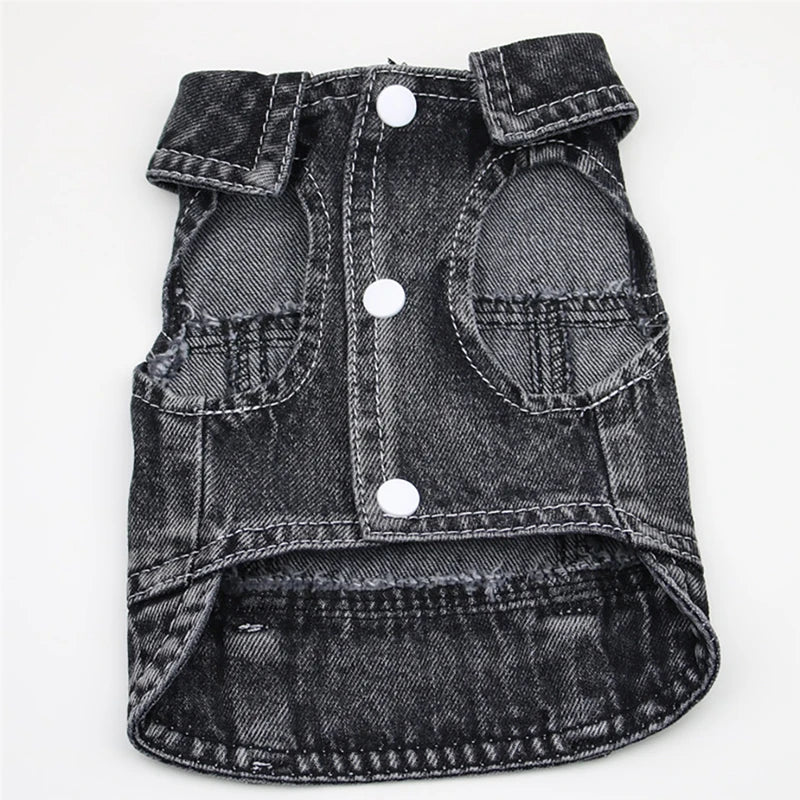 Dog Jeans Jacket ,Cool Puppy Summer Clothes ,Dog Denim Shirts for Small Boy Dogs Cats Outfits Washable Durable Harness Vest