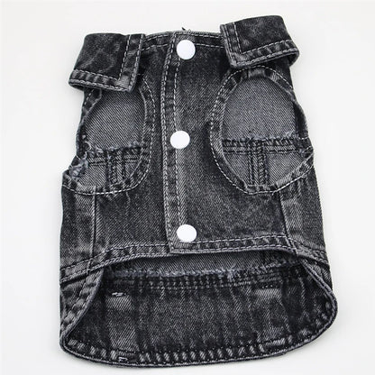 Dog Jeans Jacket ,Cool Puppy Summer Clothes ,Dog Denim Shirts for Small Boy Dogs Cats Outfits Washable Durable Harness Vest