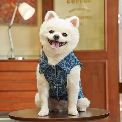 Pet Clothing Dog Autumn and Winter Denim JeanThickened Windproof Coat Puppy Costume For Small Medium Dogs Pet Jacket Wholesale