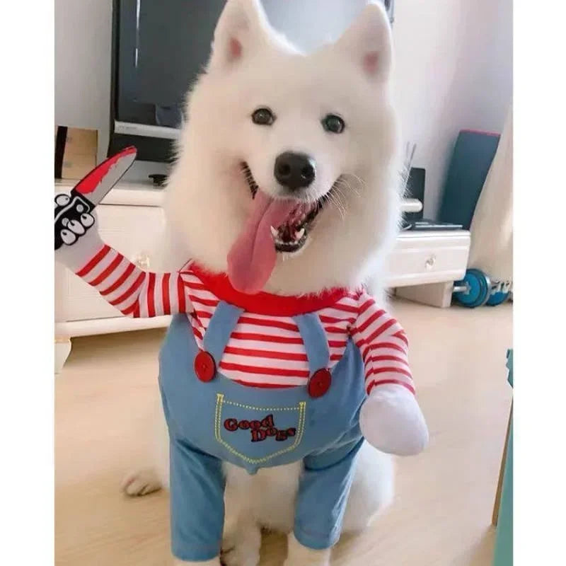 Funny Pet Puppy Clothes Halloween Pet Dog Costumes Comical Outfits Holding A Knife Set Pet Cat Dog Festival Party Clothing