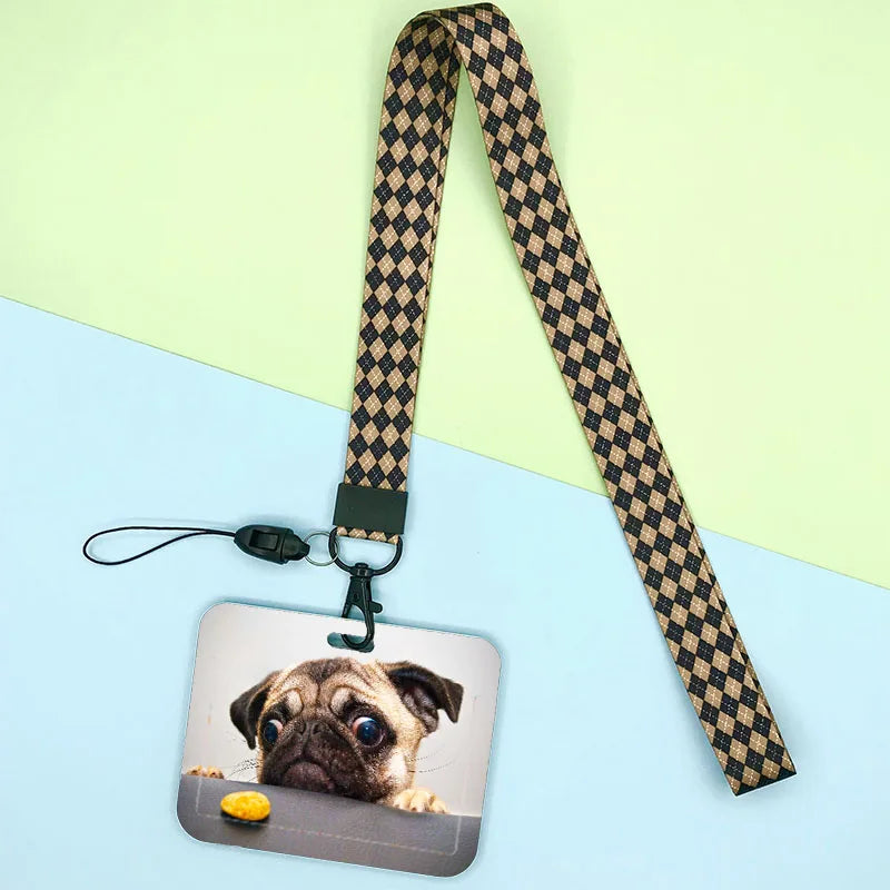 Cat and dog pattern Bank Credit ID Card Student Bus Card Holders Storage Protective Shell Pendant