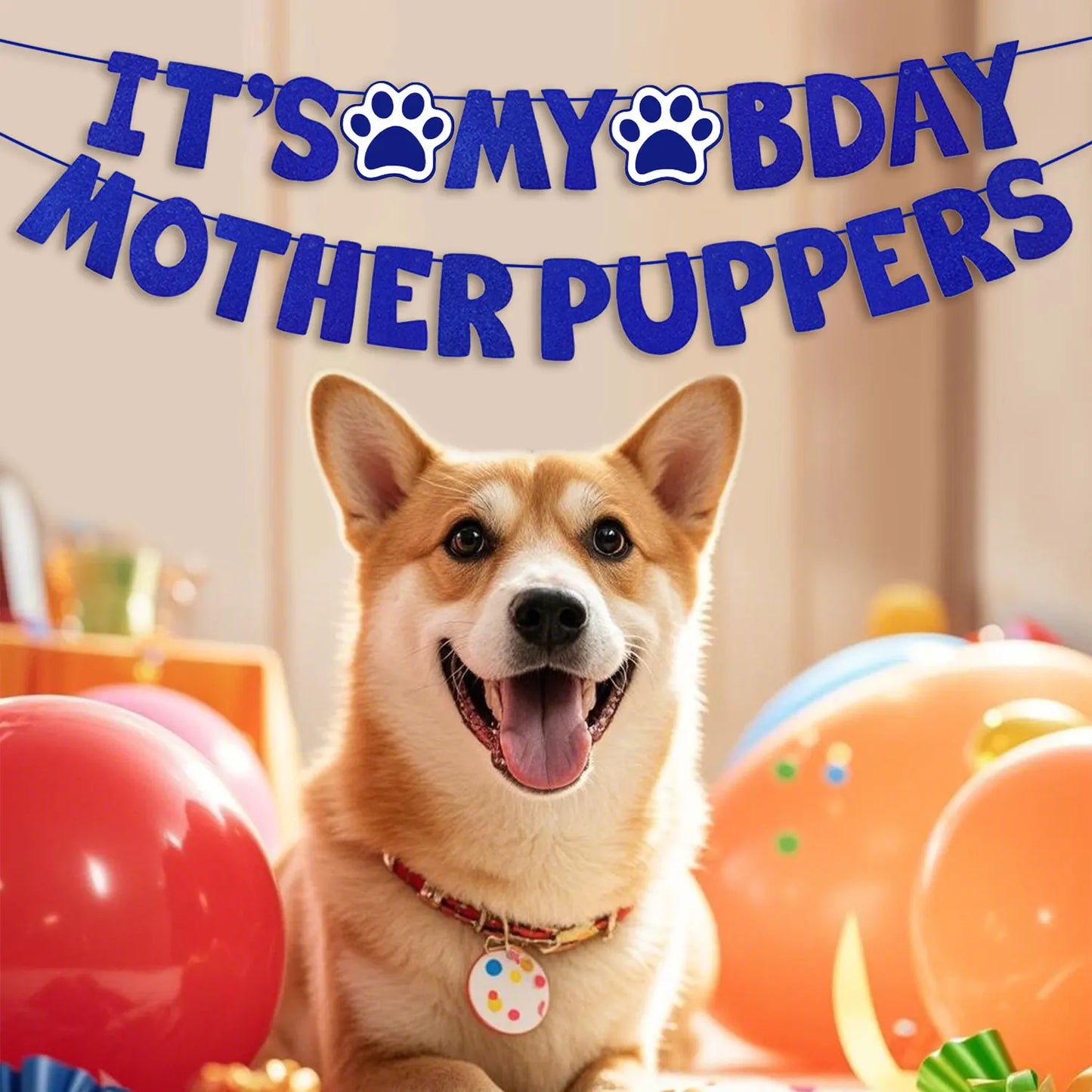 Dog Birthday Party Kit - Bandana, Hat, Bow Tie & Bday Banner for Small Dogs, Puppy Decor with It’s My Bday Signs Boy/Girl