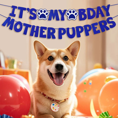 Dog Birthday Party Kit - Bandana, Hat, Bow Tie & Bday Banner for Small Dogs, Puppy Decor with It’s My Bday Signs Boy/Girl