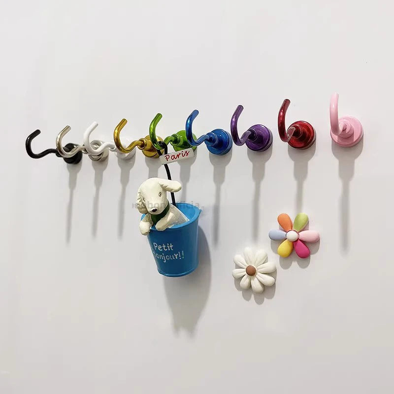 3D Fridge Magnet Puppy Cartoon Cat and Dog Refrigerator Stickers  Anti-theft Entrance Door Decorative Magnetic Creative Message