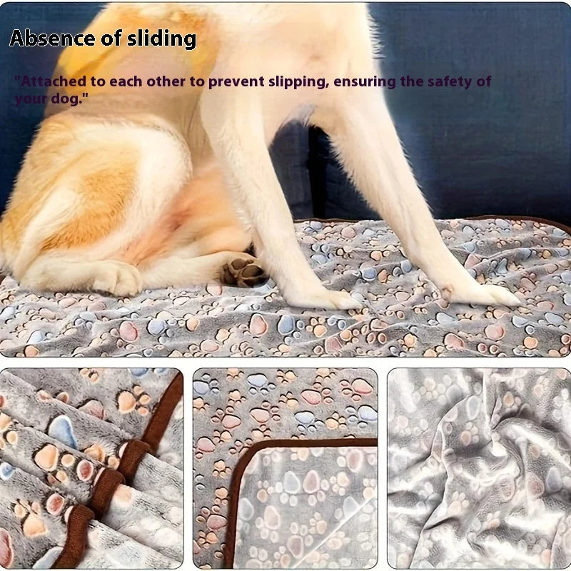 Soft Flannel Fleece Cat Dog Blanket Bed Mats Paw Foot Print Warm Pet Blanket Sleeping Beds Cover Mat For Dogs Cats Pets supplies