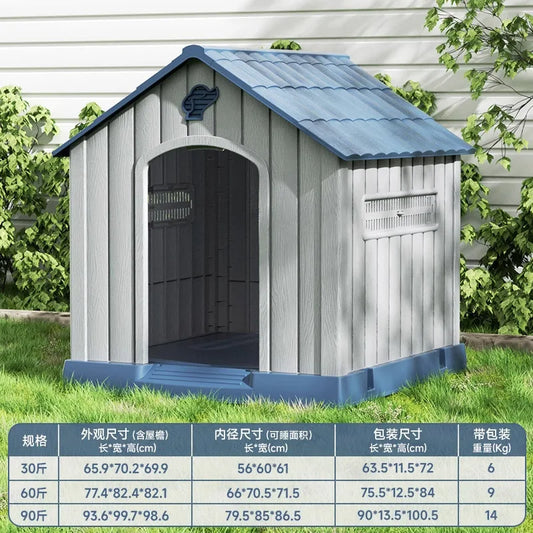 the HAPPY HOME - Kennel Outdoor Medium-Sized Dog Four-Season Universal Cold and Rain-Proof Pet Winter Doghouse, Villa Outdoor House Waterproof