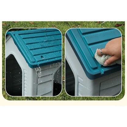 the DOUBLE DECKER DOGHOUSE - Dog Villa with Two Floors, Outdoor Doghouse, Dogs Cage Suitable All Seasons in Summer Rainproof, Outdoor Waterproofing Cat/Dog House