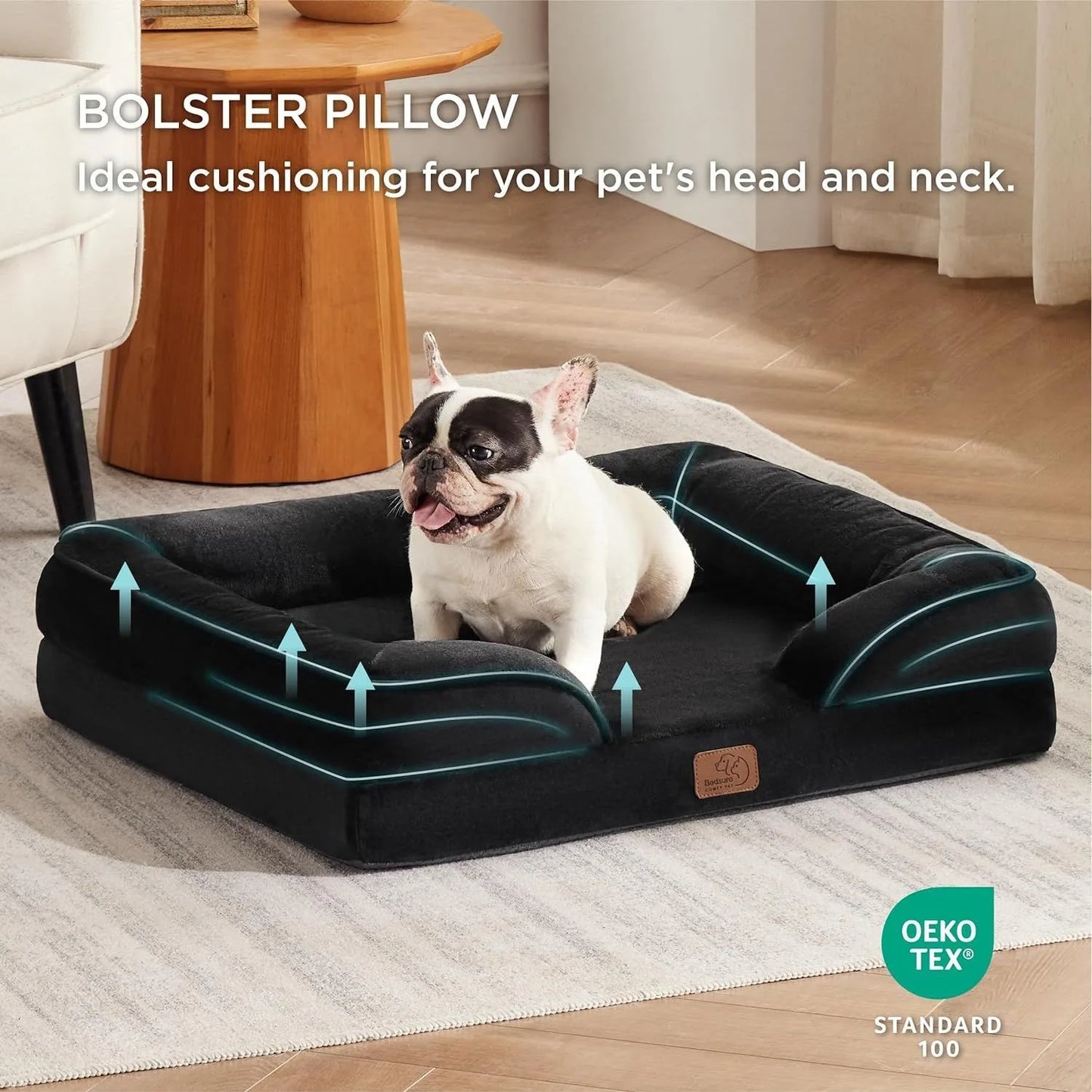 Jumbo Large Orthopedic Dog Bed Memory Foam Pet Sofa Couch Waterproof Elevated Cushion Warm Puppy Bolster Couch Removable Cover