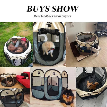 the DOGGY PLAYPEN - Portable Foldable Pet Tent Kennel, Octagonal Fence Puppy Shelter, Easy to Use Outdoor Easy Operation Large Dog Cages, Cat Fences