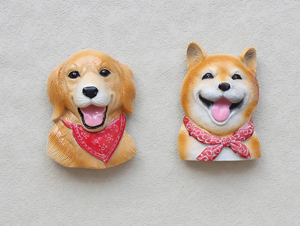 3D pet dog resin magnetic refrigerator sticker simulation corgi,Yorkshire,Golden Retriever,Magnetic sticker home decoration
