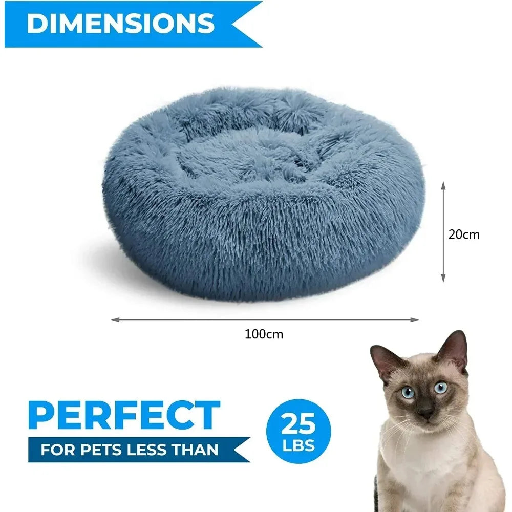 Round  Dogs Bed Cat Bed House Kennel Pet Mats Soft Long Plush Mat Pet Warm Basket Cushion Cats House Sofa Machine Wash Kennel