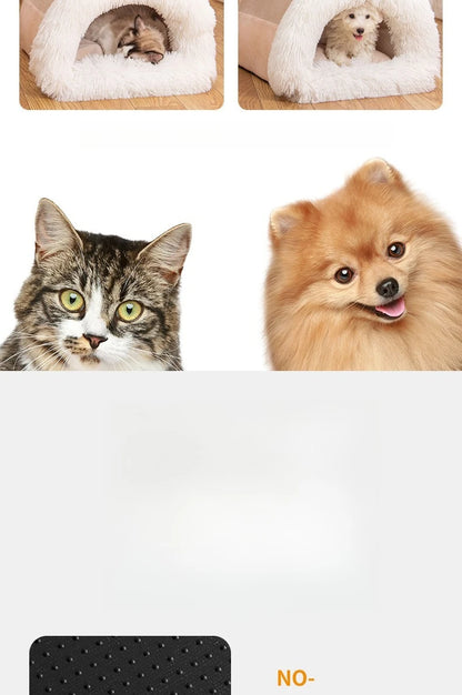 2025 New Spliced Portable Pet Nest Portable Autumn and Winter Warm Dog Kennel Moisture-proof Plush Cat Kennel Pet Supplies